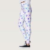 Leggings Pastel Pink et Blue Snowflakes Elegant Blanc (Gauche)