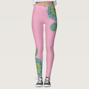 Leggings Pastel Pink Mandala Accent Boho