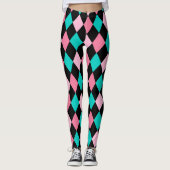 Leggings Pastel Rainbow Rhombus Black Pink Blue Arlequin (Devant)