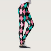 Leggings Pastel Rainbow Rhombus Black Pink Blue Arlequin (Droite)