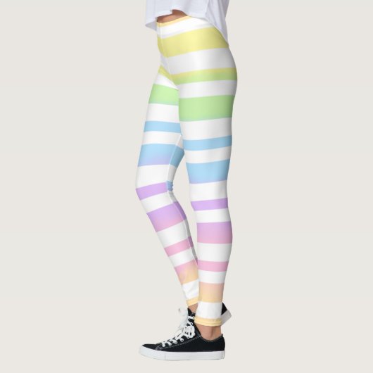 Leggings Pastel Rainbow Stripes Blur Art Design Abstrait (Gauche)