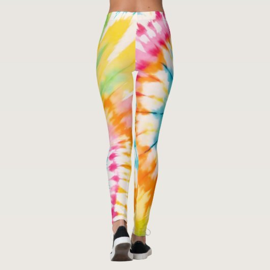 Leggings Pastel Rainbow Tie Dye Spiral Pattern (Dos)