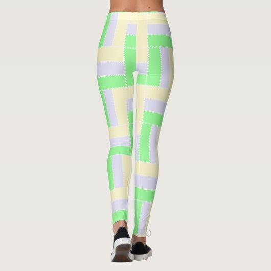 Leggings Pastel Rectangles Lignes en pointillé blanc Motif (Dos)