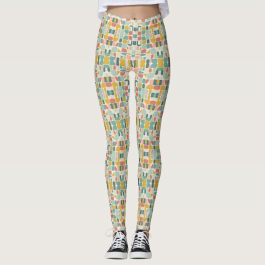 Leggings Pastel Retro Pattern | Geometric Pods (Devant)