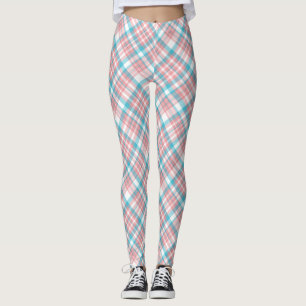 Leggings Pastel rose et bleu plaid