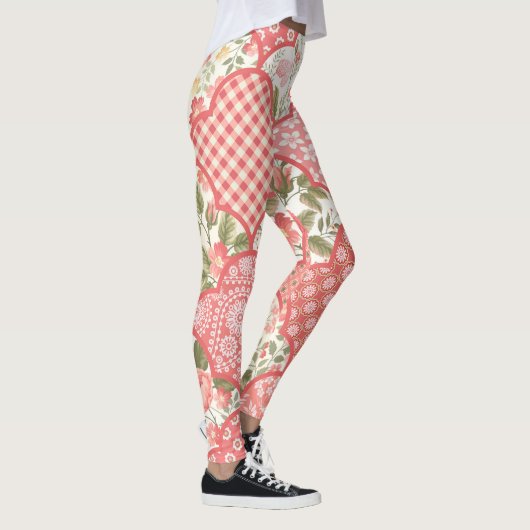 Leggings Pastel Rose Motif à patchwork floral (Droite)