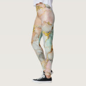 Leggings Pastel Rose, Turquoise, Marbre blanc (Gauche)