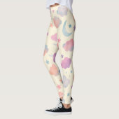 Leggings Pastel Sky Dreams - Motif Lune, Etoiles & Nuages (Gauche)