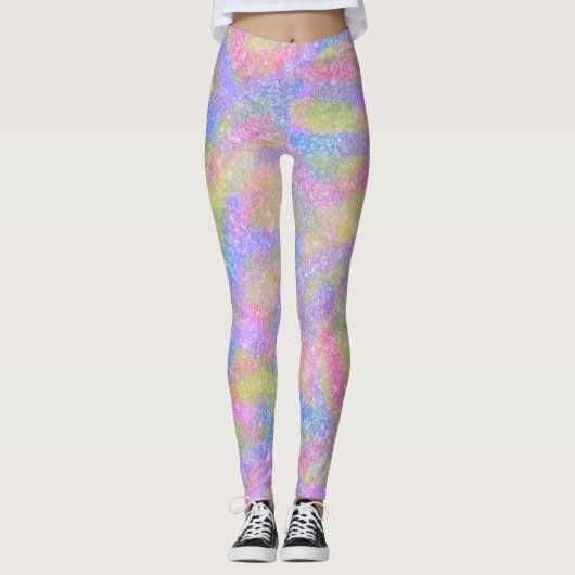 Leggings - Pastel Sparkly Arc-en-ciel (Devant)