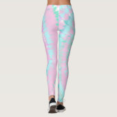 Leggings Pastel Tie Dye Motif Pink Aqua Mint Green (Dos)