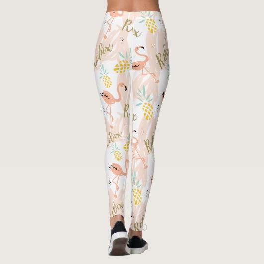 Leggings Pastel Tropical Pink Flamingo Motif (Dos)