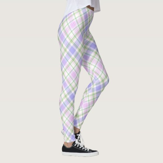 Leggings Pastel violet et rose plaid (Droite)