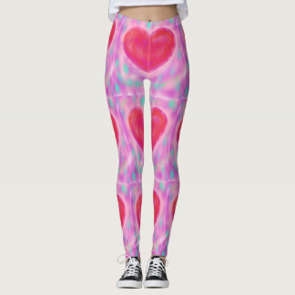 Leggings Pastels aquarelle avec coeur