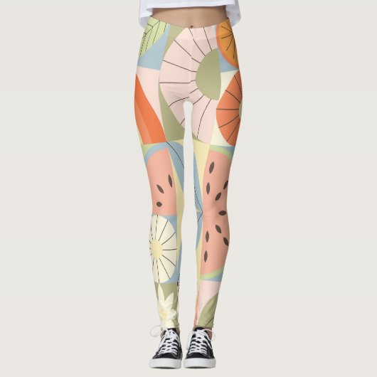 Leggings Pastèque d'été Citrus : Patte géométrique Abstrait (Devant)