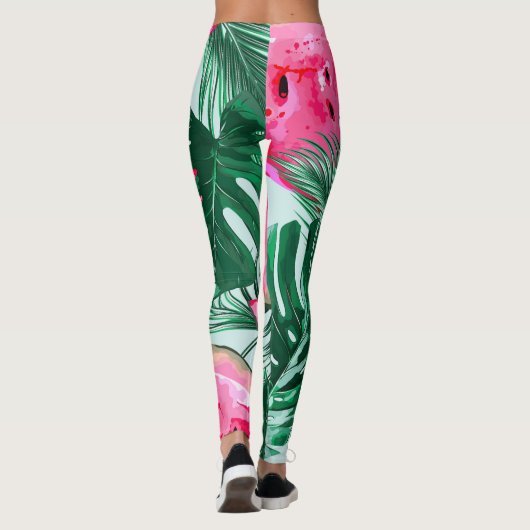 Leggings Pastèques, palmiers feuilles : pattes tropicales s (Dos)