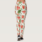 Leggings Pastèques rouges vertes blanches Cœurs (Dos)
