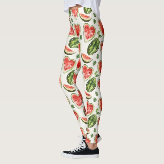 Leggings Pastèques rouges vertes blanches Cœurs (Gauche)