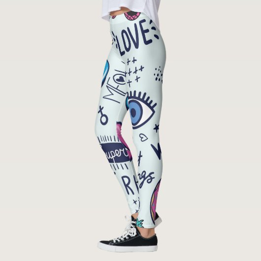 Leggings Patch de mode : Stickers Pop Art. (Gauche)