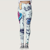 Leggings Patch de mode : Stickers Pop Art. (Devant)