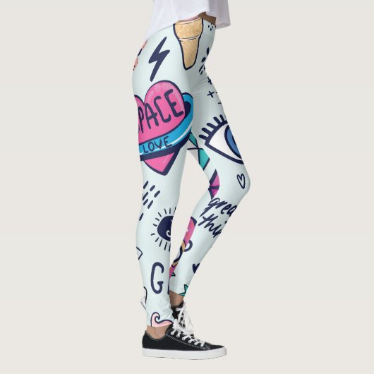 Leggings Patch de mode : Stickers Pop Art. (Droite)