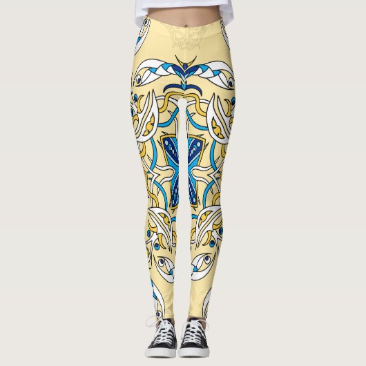 Leggings Patchwork Arabe Floral Texture Vintage (Devant)