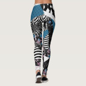 Leggings patchwork bleu, populaire, patchwork, folle, rusti (Dos)