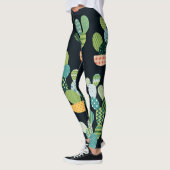 Leggings Patchwork Cactus Plantes Motif sans couture (Gauche)
