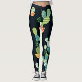 Leggings Patchwork Cactus Plantes Motif sans couture (Devant)