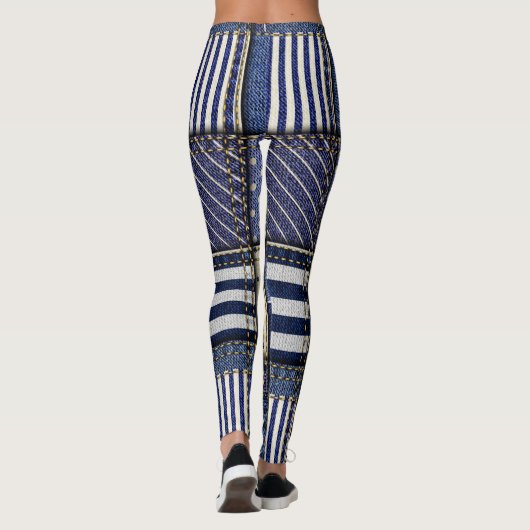 Leggings Patchwork Denim bleu (Dos)