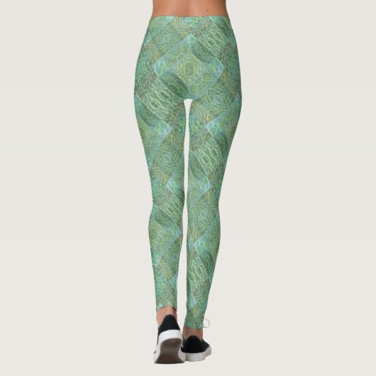 Leggings Patchwork Eau tropicale Boho Chic Aquamarine (Dos)