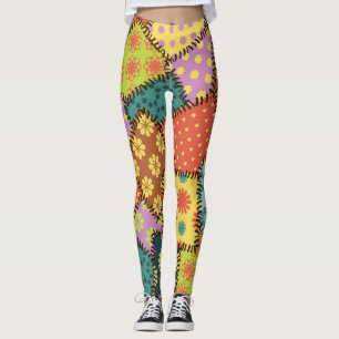 Leggings Patchwork Eclectique : Mélange Motif Diverse