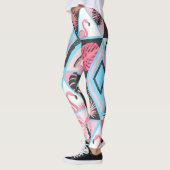 Leggings Patchwork flamingo tropical, motif de palmier. (Gauche)