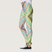 Leggings Patchwork folk décoration rétro jaune brillant (Gauche)