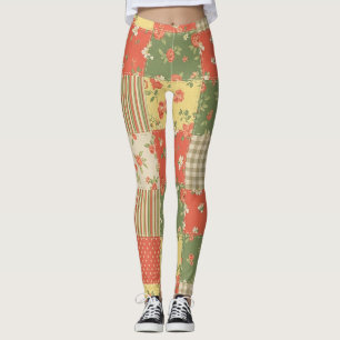 Leggings Patchwork Gingham Floral Aspect Maison de Campagne