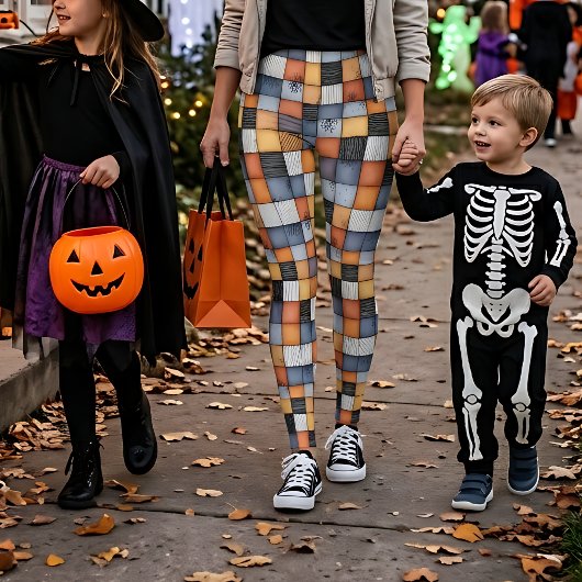 Leggings Patchwork Halloween avec Toiles d'Araignées