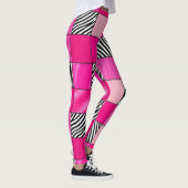 Leggings Patchwork Imprimé Zèbre Rose Chaud (Droite)
