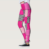 Leggings Patchwork Imprimé Zèbre Rose Chaud (Gauche)