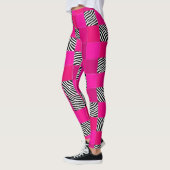 Leggings patchwork imprimé zèbre rose chaud (Gauche)