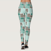 Leggings Patchwork marron turquoise de carrés (Dos)