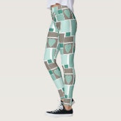 Leggings Patchwork marron turquoise de carrés (Gauche)