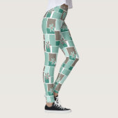 Leggings Patchwork marron turquoise de carrés (Droite)