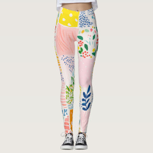 Leggings Patchwork Pastel Coloré Prépa