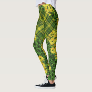 Leggings Patchwork plaid et floral