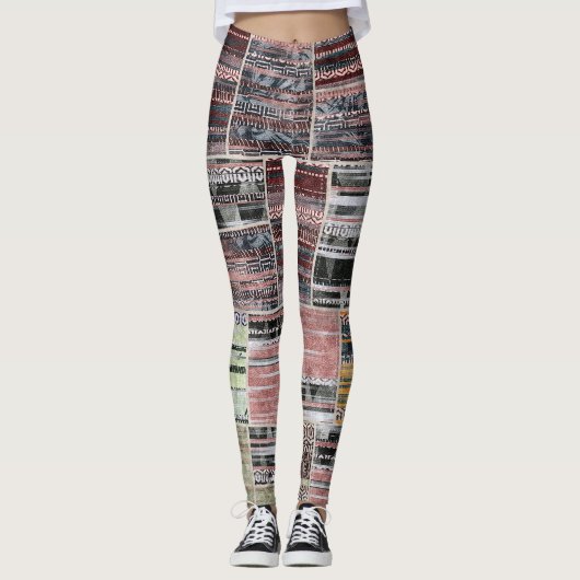 Leggings Patchwork Quilt Collage Impression transparente. (Devant)