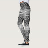 Leggings Patchwork rayé noir et blanc avec dentelle (Gauche)