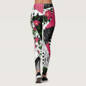 Leggings patchwork rouge, populaire, patchwork lancer oreil (Dos)