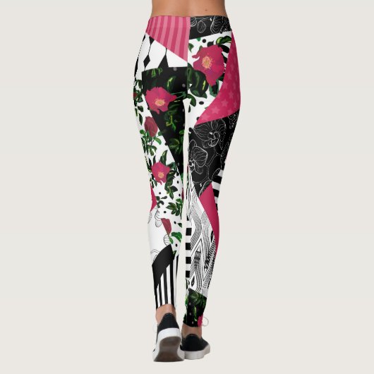 Leggings patchwork rouge, populaire, patchwork lancer oreil (Dos)