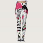 Leggings patchwork rouge, populaire, patchwork lancer oreil (Devant)