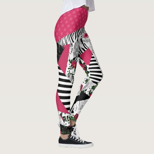 Leggings patchwork rouge, populaire, patchwork lancer oreil (Droite)