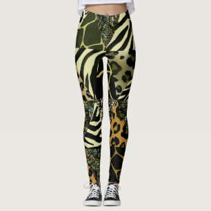 Leggings Patchwork Safari : Poster de animal aquarelle.